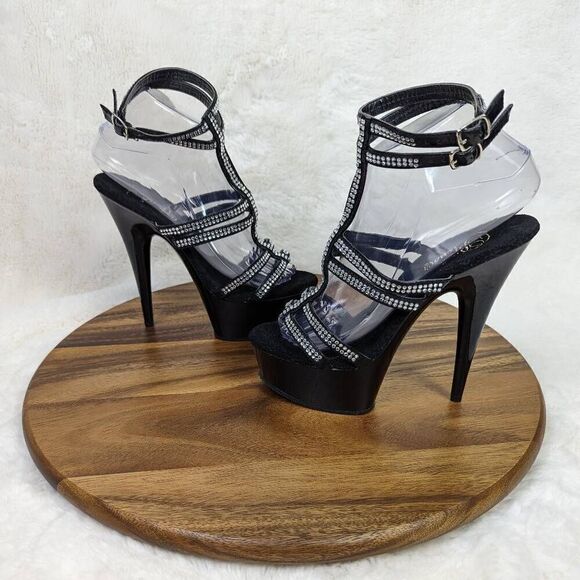 Pleaser Women’s 7 Delight 697 6” Platform Dancer Heels Open Toe Ankle Wrap - Picture 1 of 13